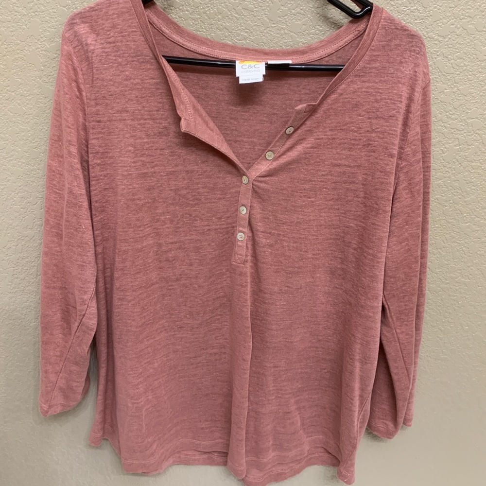 Pink 100% Linen Shirt